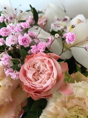 flower, flowers, bouquet, pink, plant, blossom, rose, floral, decoration, wedding, nature, pot, green, white, vase, beautiful, arrangement, garden, red, beauty, bloom, isolated, spring, petal, summer