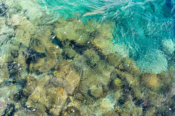 Clear sea surface with sea stones