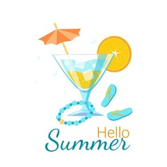Summer cocktail with a slice of orange