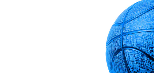 Closeup detail of blue basketball ball texture background. Team sport concept. Sports modern banner