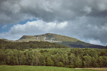 View from the valley on Tarnica, the highest peak of Polish Bieszczady Mountains.