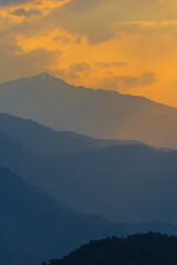 Fototapeta na wymiar Sunrise over the Himalaya range, Dhampus, Nepal