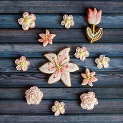 Spring gingerbread in the form of flowers