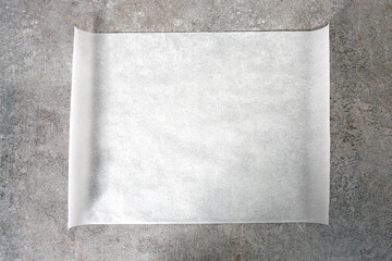 Kitchen bakery white paper sheet top view on stone table.Food advertisement empty blank.Baking...