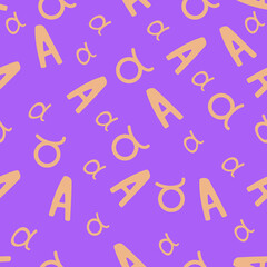 Beige seamless pattern with the letter A on a pink backdrop. Minimalist style. Hand drawn Background for fabric, wallpaper, bed linen. Vector illustration.