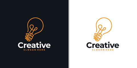 creative bulb logo design with line art style