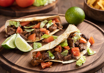 Beef Tacos With Lettuce and Tomato