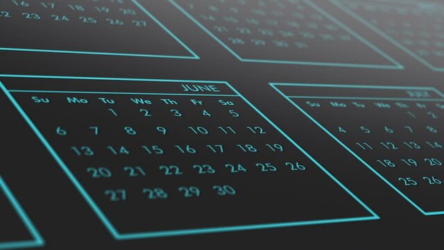 close-up of a monthly calendar (3d render)