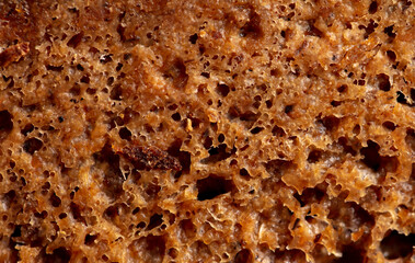Black rye bread as background.