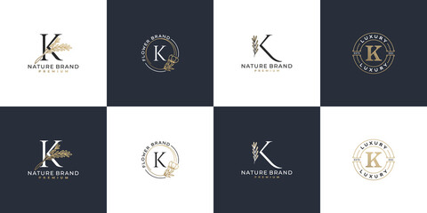set of luxury feminine initial letter k logo template
