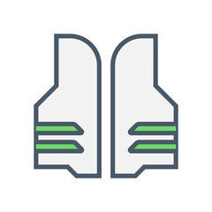 High-visibility clothing or hi-viz vector icon. That safety uniform or personal protective equipment(PPE) with reflector light green or yellow. For protection life worker in construction. 64x64 pixel.