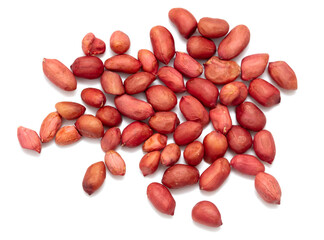 Peanut nuts isolated on white background.