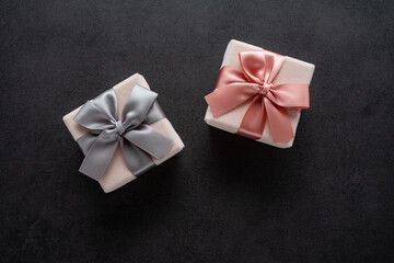 Exquisite gift box on black background