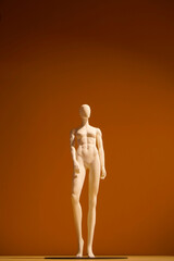 athletic women's dummy on an orange background