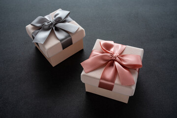 Exquisite gift box on black background
