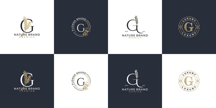 set of luxury feminine initial letter g logo template