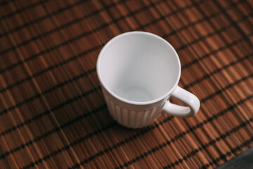 white mug on table wooden stand texture background images