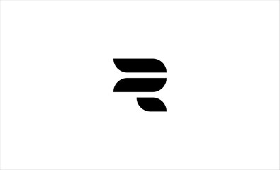 Letter R Monogram Logo Design Minimal Icon With Black Color