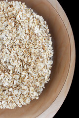 oatmeal on a plate close-up, top view