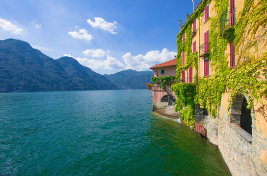 Spectacular lake landscape from the picturesque village overlooking the Como lake.Nesso, Lombardy, Italy.