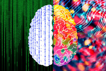 Left and right brain functions concept, analytical vs creativity.
