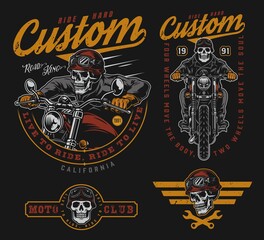 Custom motorcycle vintage colorful labels