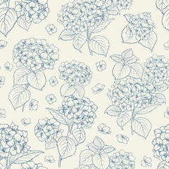 Gordijnen Seamless floral pattern with Hydrangea. Vector illustration. © Kotkoa