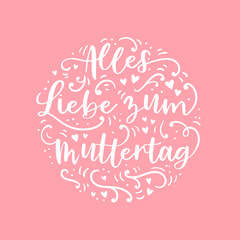 Lovely hand drawn Mother's Day design, quote in german language 