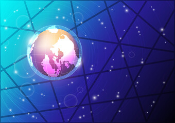 Beautiful world with little stars on the light blue background, cyberspace, network, technology, universe, network