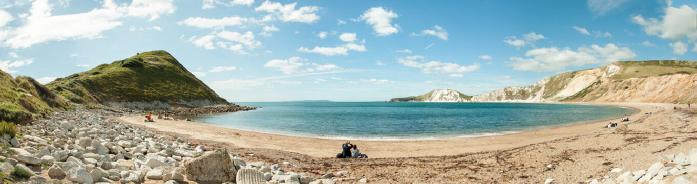 Summertime beach wide angle view