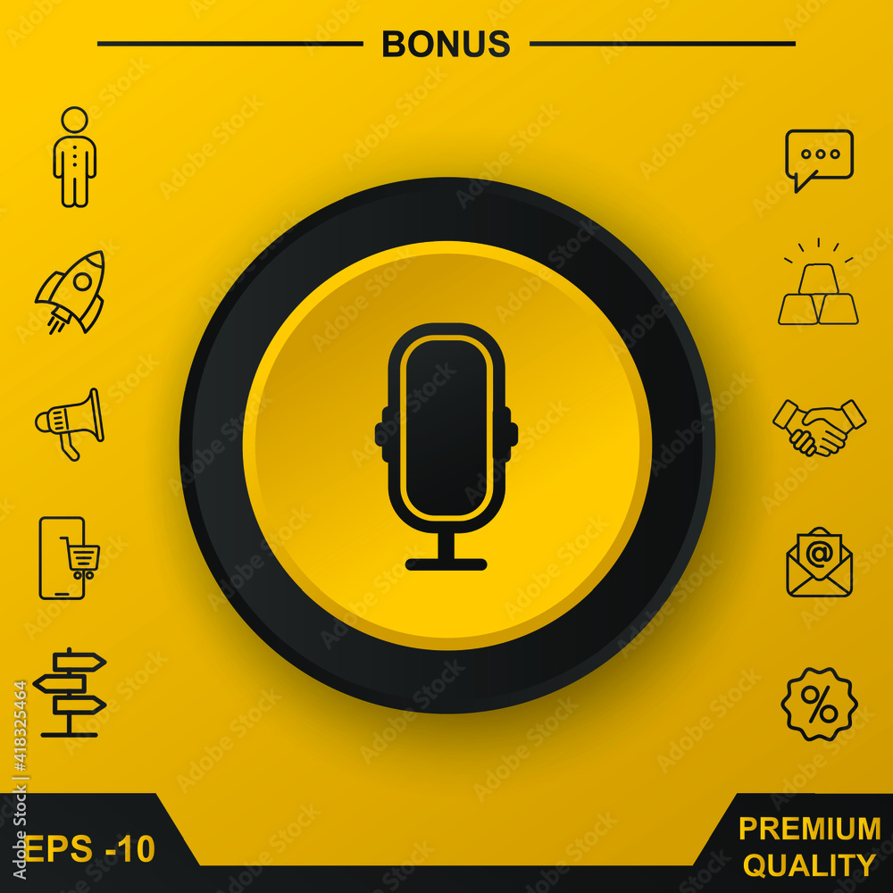 Poster microphone vector icon. microphone for recording icon. the microphone for the studio icon. microphon