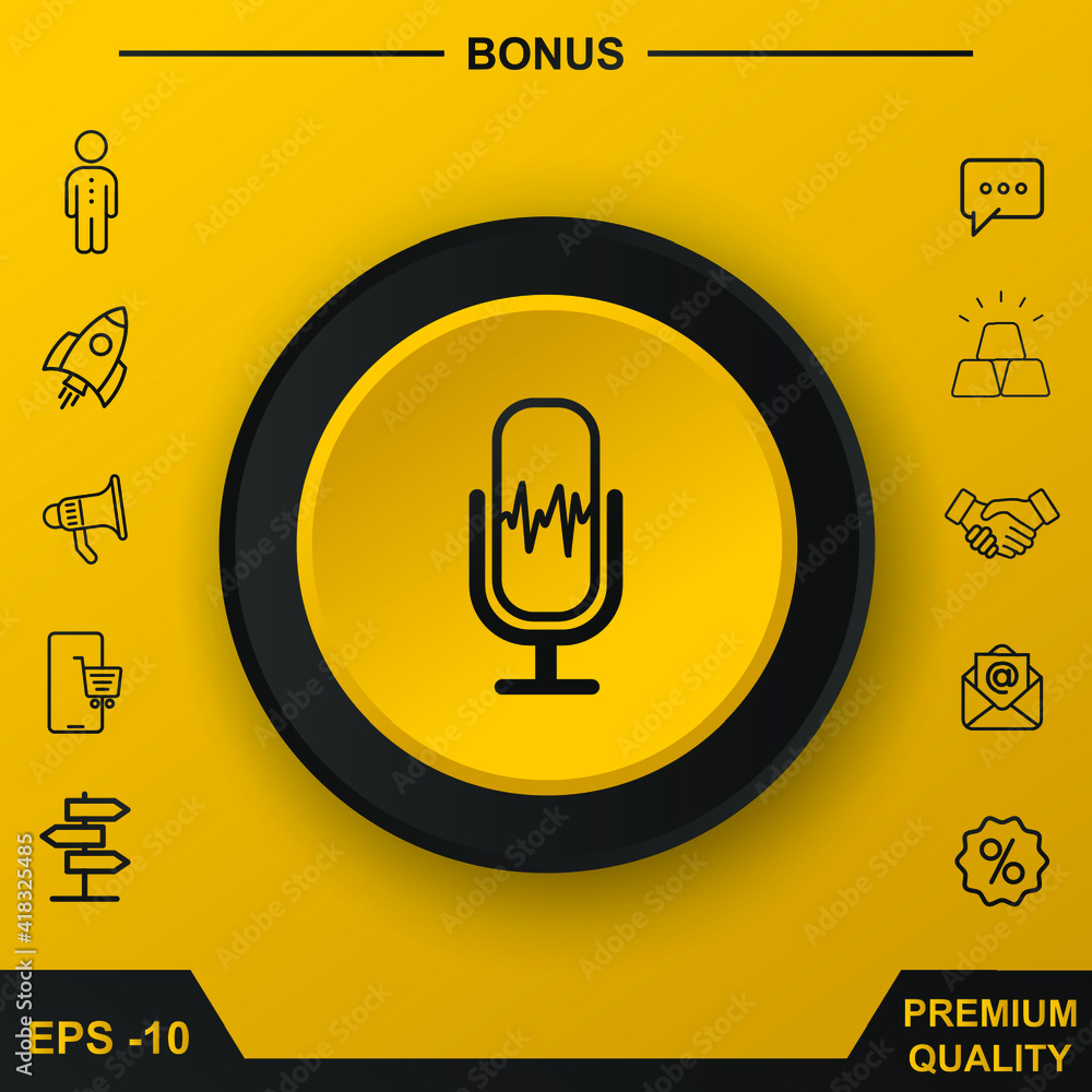 Poster microphone vector icon. microphone for recording icon. the microphone for the studio icon. microphon