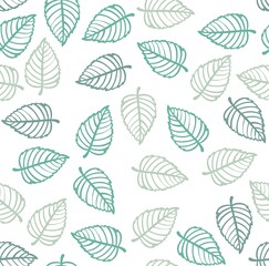 Seamless Blue Leaves Pattern in White Background. Vector illustration