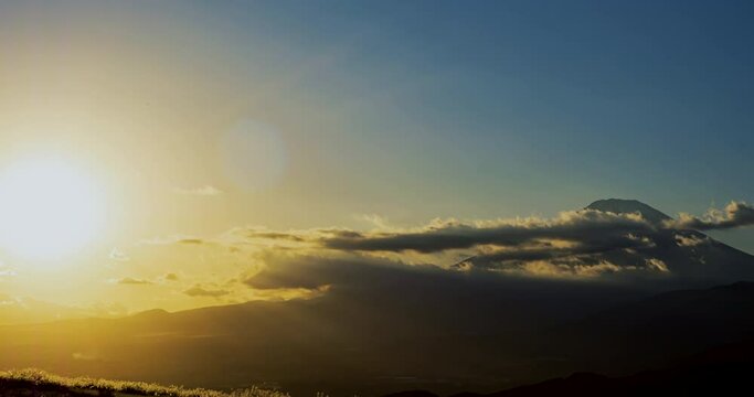 富士の夕景タイムラプス