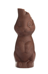 Fototapeta na wymiar Broken chocolate Easter bunny isolated on white