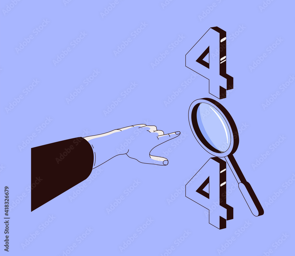 Aufkleber website message through magnifying glass and question marks. concept of error 404, page not found, o