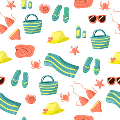 Seamless pattern dedicated to beach holidays