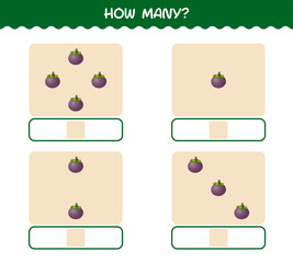How many cartoon mangosteen. Counting game. Educational game for pre shool years kids and toddlers