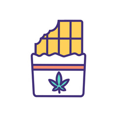 Cannabis edible RGB color icon. Food product. Chocolates with marijuana extract. Cannabis-infused baked goods. Smoke-free alternative. Consuming dried cannabis. Isolated vector illustration