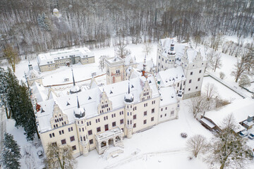Schloss Boitzenburg in der Uckermark im Schnee