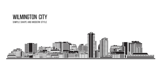 Cityscape Building Abstract Simple shape and modern style art Vector design -  Wilmington city