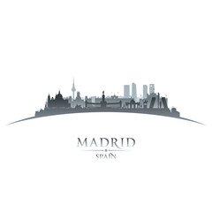 Madrid Spain city silhouette white background