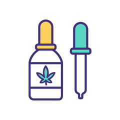 Hemp seed oil RGB color icon. Cannabis product. Health problem treatment. Herbal moisturizer. Anti-inflammatory, intoxicating properties. Skincare, medical production. Isolated vector illustration