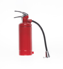 cigarette lighter , toy red fire extinguisher isolated on white background