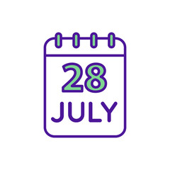 Calendar RGB color icon. Daily schedule. Establishment routine. Staying up-to-date. Daily planner. Productivity and organizing increasing. Making long-term planning. Isolated vector illustration