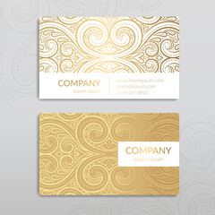 White and gold vintage business card. Luxury vector ornament template. Great for invitation, flyer, menu, background, wallpaper, decoration, packaging or any desired idea.