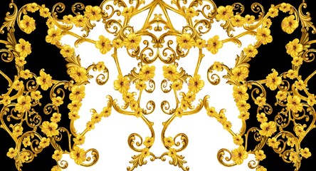 Gold baroque pattern with animal prints