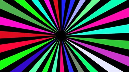 Colourful light rays circular pattern on plain black background