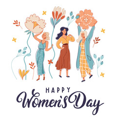 happy womens day! Happy International Women's Day! cute pretty girls dancing next to big flowers