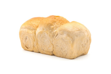 Loaf soft bread isolated on white background. Homemade bakery baked bread.